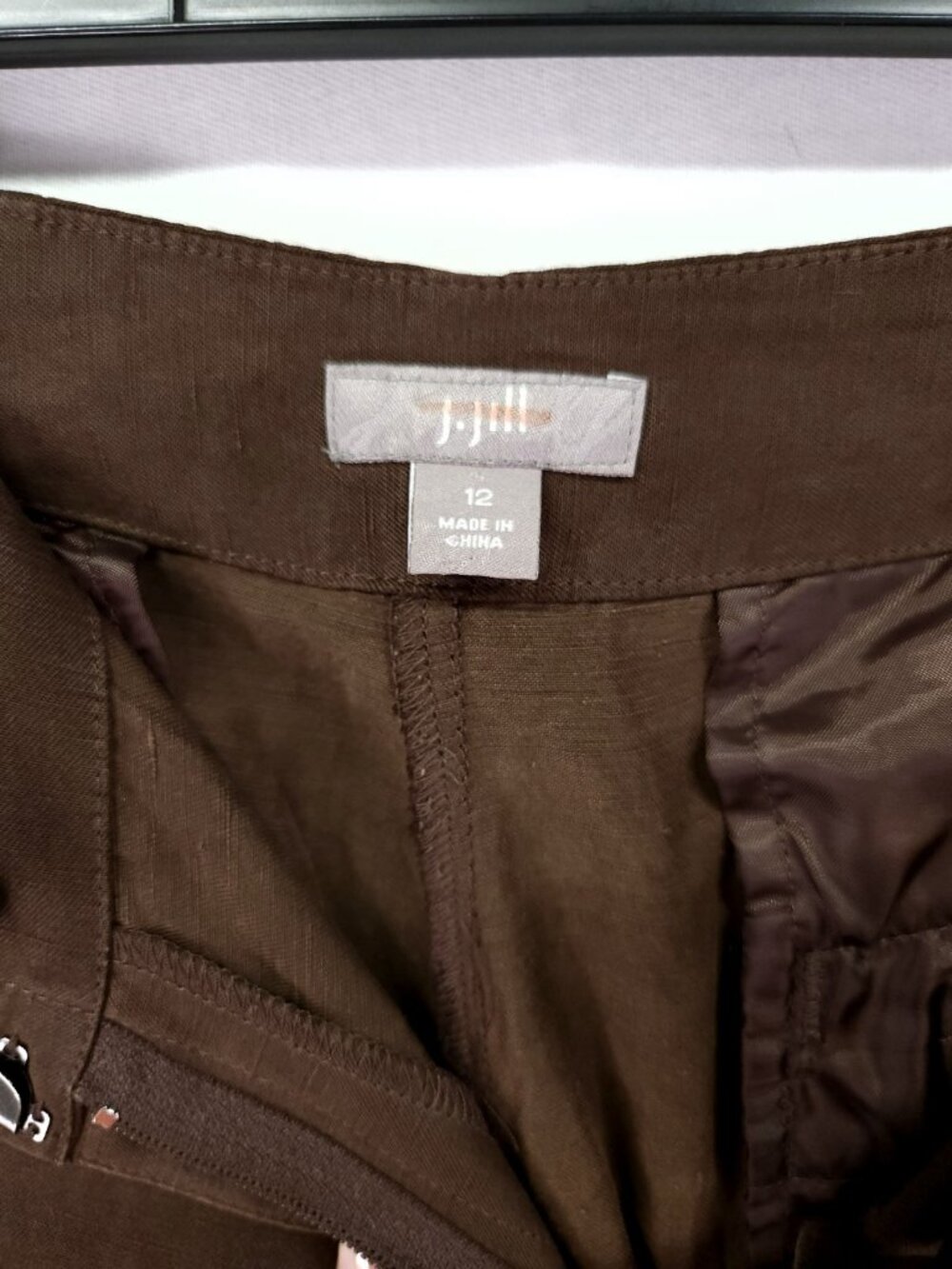 J. Jill Wide Leg Women's Size 12 34x32 Silk/Linen Pants Pockets Neutral - Picture 9 of 15
